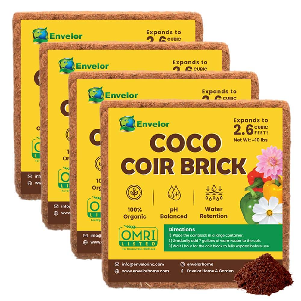 Envelor 10 lbs. Organic Coco Block Coir Brick Potting Soil (4-Pack) EN-CGM-11-4 Envelor 10 lbs. Organic Coco Block Coir Brick Potting Soil (4-Pack) EN-CGM-11-4