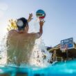 Lifetime Poolside Basketball System in White and Blue 91187
