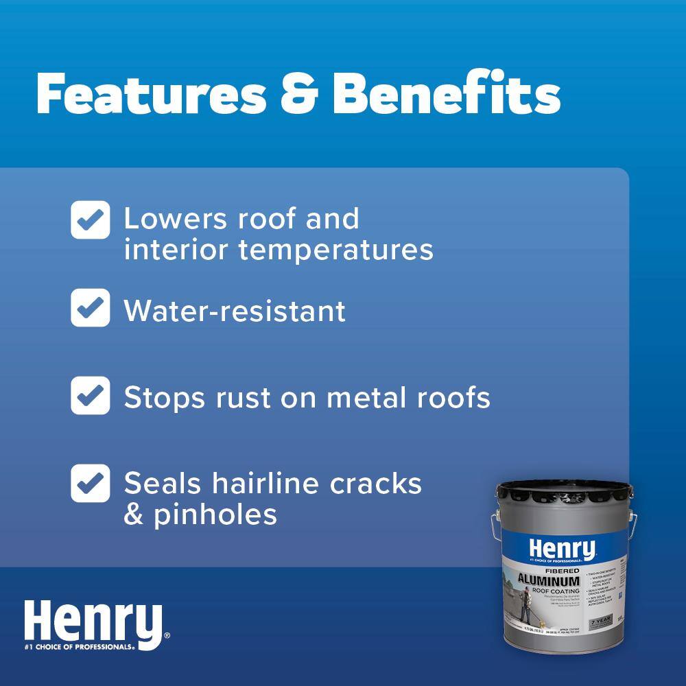 Henry 555 Fibered Aluminum Reflective Roof Coating 4.75 gal. HE555019 Henry 555 Fibered Aluminum Reflective Roof Coating 4.75 gal. HE555019