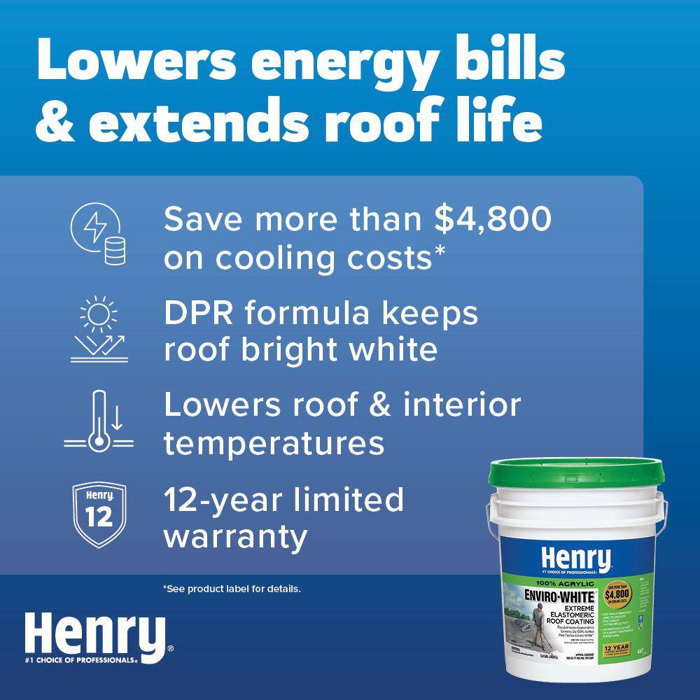 Henry 687 Enviro-White 100% Acrylic Elastomeric Reflective Roof Coating 4.75 gal. HE687406 Henry 687 Enviro-White 100% Acrylic Elastomeric Reflective Roof Coating 4.75 gal. HE687406