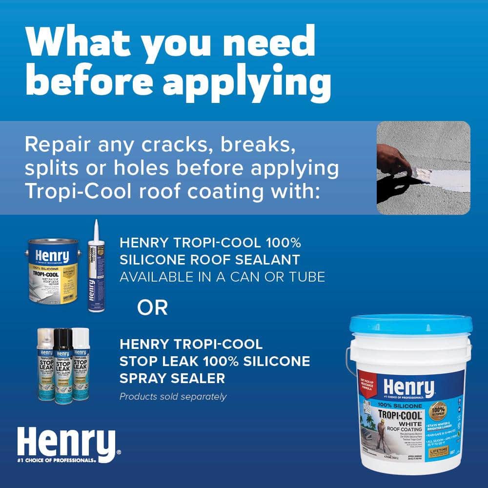 Henry 887 Tropi-Cool White 100% Silicone Reflective Roof Coating 0.90 gal. HE887HS142 Henry 887 Tropi-Cool White 100% Silicone Reflective Roof Coating 0.90 gal. HE887HS142
