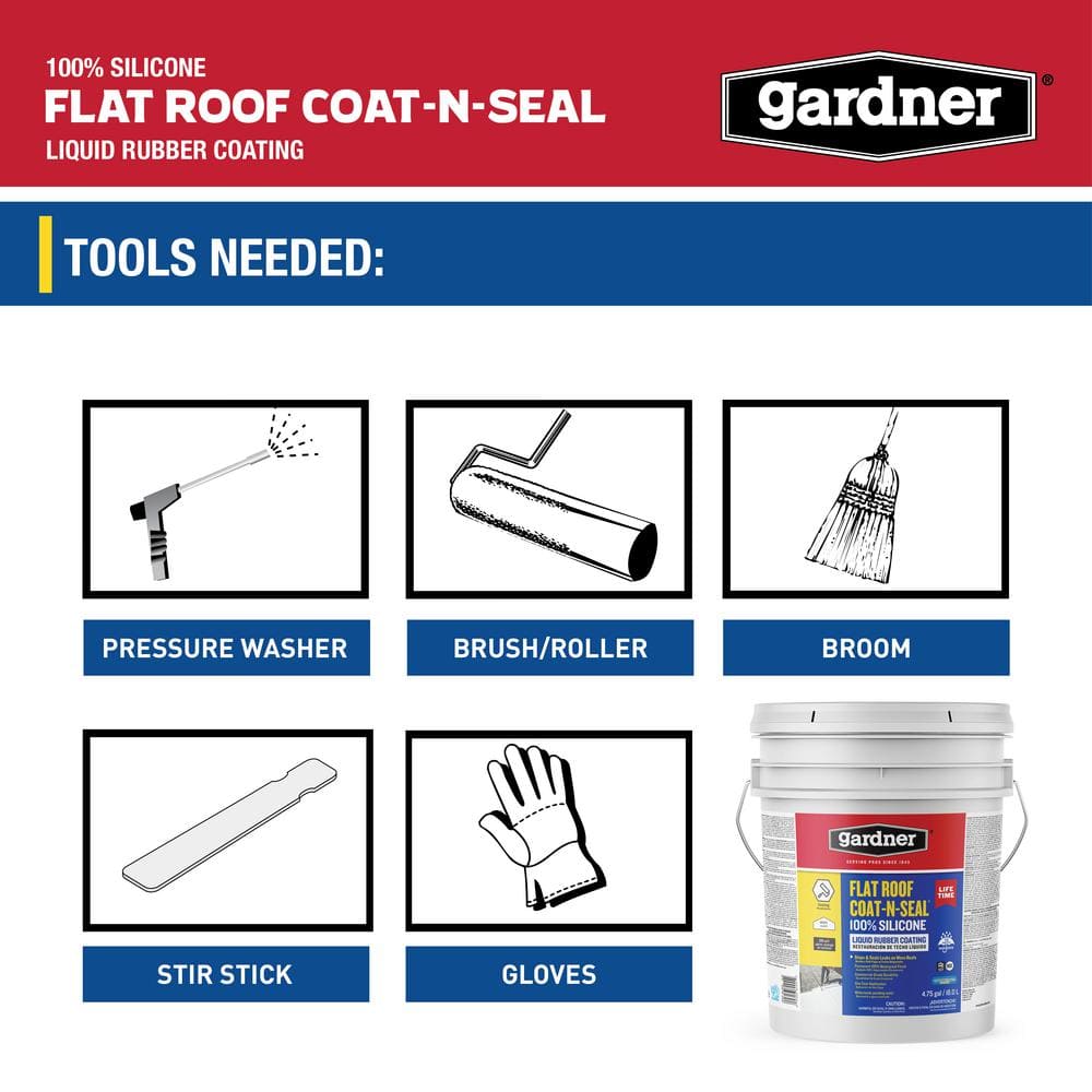 Gardner 4.75 Gal. Flat Roof Coat-n-Seal Liquid Rubber Coating SK-8245 Gardner 4.75 Gal. Flat Roof Coat-n-Seal Liquid Rubber Coating SK-8245