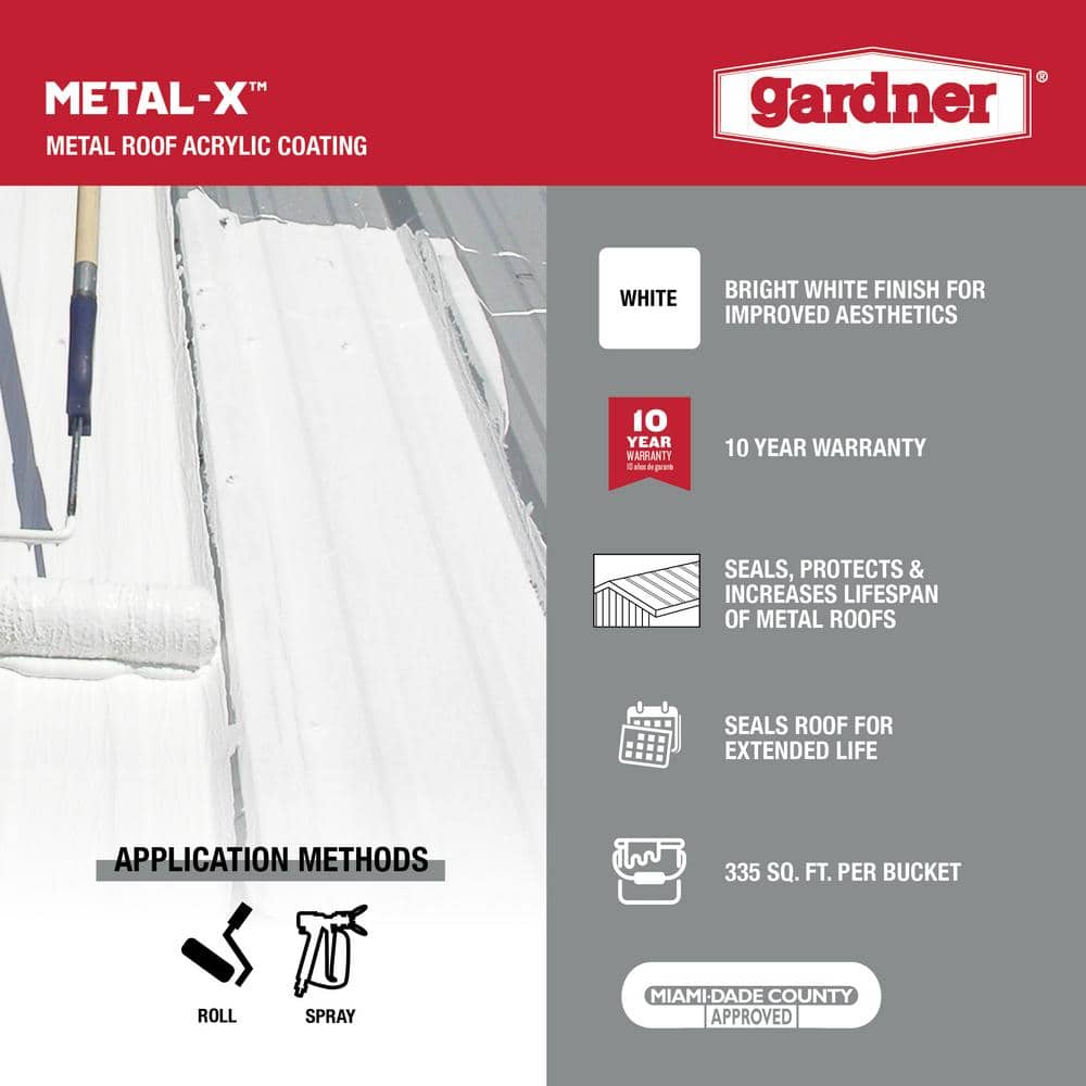 Gardner 5-Gal. Metal-X Metal Roof Acrylic Coating SK-8055 Gardner 5-Gal. Metal-X Metal Roof Acrylic Coating SK-8055