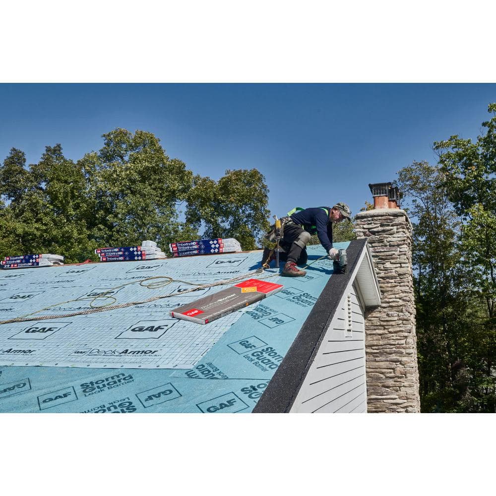 GAF StormGuard 200 sq. ft. Synthetic Patterned-Surface Peel and Stick Roof Leak Barrier Roll 0915000 GAF StormGuard 200 sq. ft. Synthetic Patterned-Surface Peel and Stick Roof Leak Barrier Roll 0915000