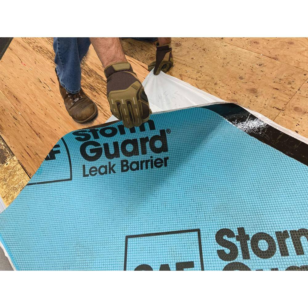 GAF StormGuard 200 sq. ft. Synthetic Patterned-Surface Peel and Stick Roof Leak Barrier Roll 0915000 GAF StormGuard 200 sq. ft. Synthetic Patterned-Surface Peel and Stick Roof Leak Barrier Roll 0915000