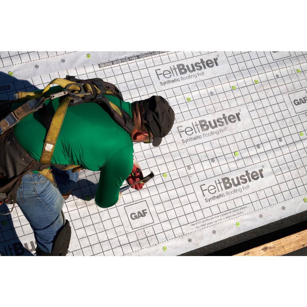 GAF FeltBuster 1000 sq. ft. Synthetic Roofing Underlayment Roll 0973 GAF FeltBuster 1000 sq. ft. Synthetic Roofing Underlayment Roll 0973