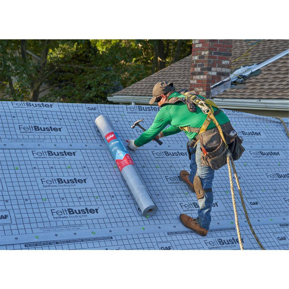 GAF FeltBuster 1000 sq. ft. Synthetic Roofing Underlayment Roll 0973 GAF FeltBuster 1000 sq. ft. Synthetic Roofing Underlayment Roll 0973