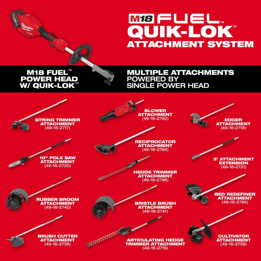 Milwaukee M18 FUEL 18V 10 in. Brushless Cordless Battery Powered Pole Saw with QUIK-LOK Attachment Capability (Tool-Only) 3016-20PS