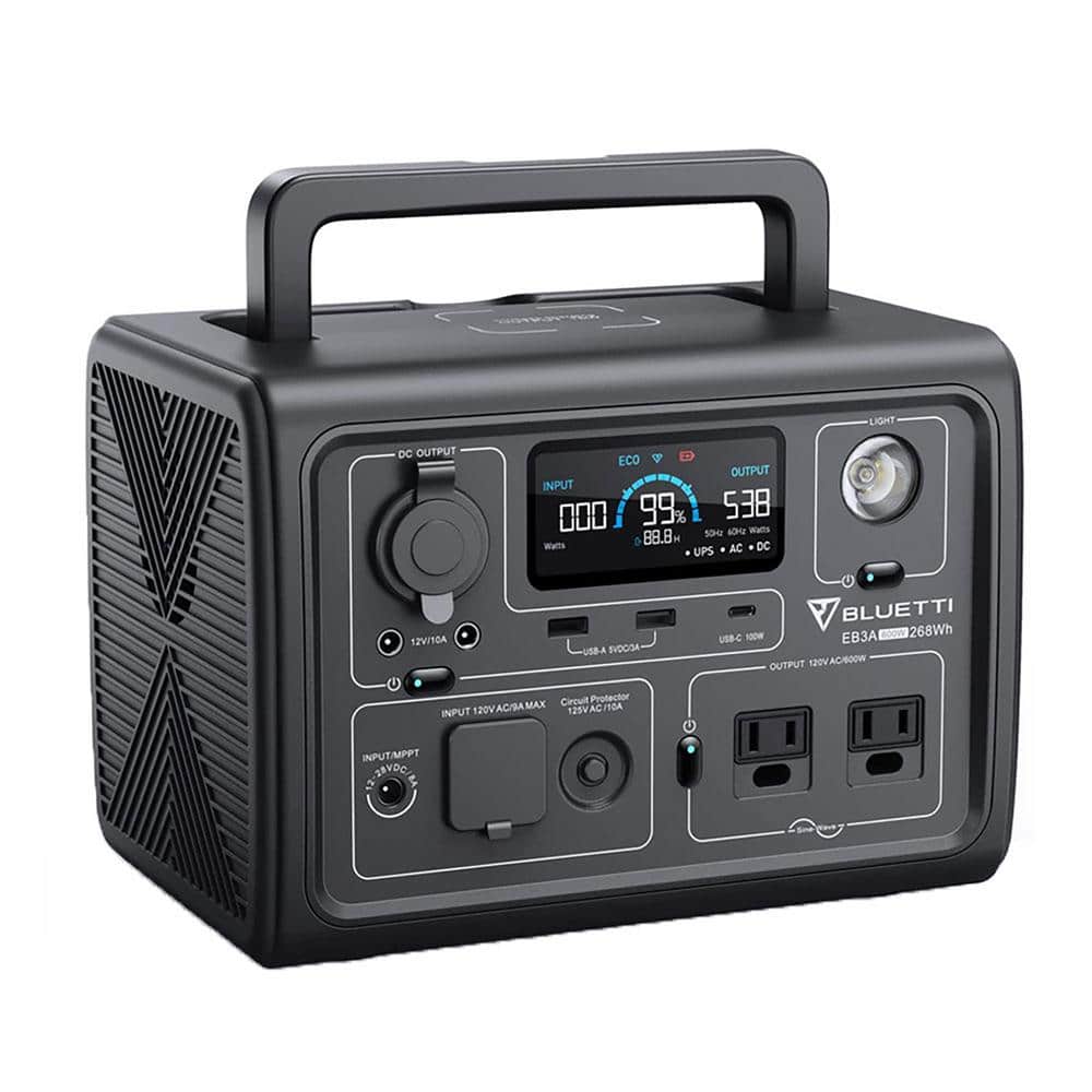 BLUETTI 600W Continuous/1200W Push Button Start LiFePO4 Battery Solar Generator Peak Output Power Station EB3A Gray for Outdoors EB3AGR BLUETTI 600W Continuous/1200W Push Button Start LiFePO4 Battery Solar Generator Peak Output Power Station EB3A Gray for Outdoors EB3AGR