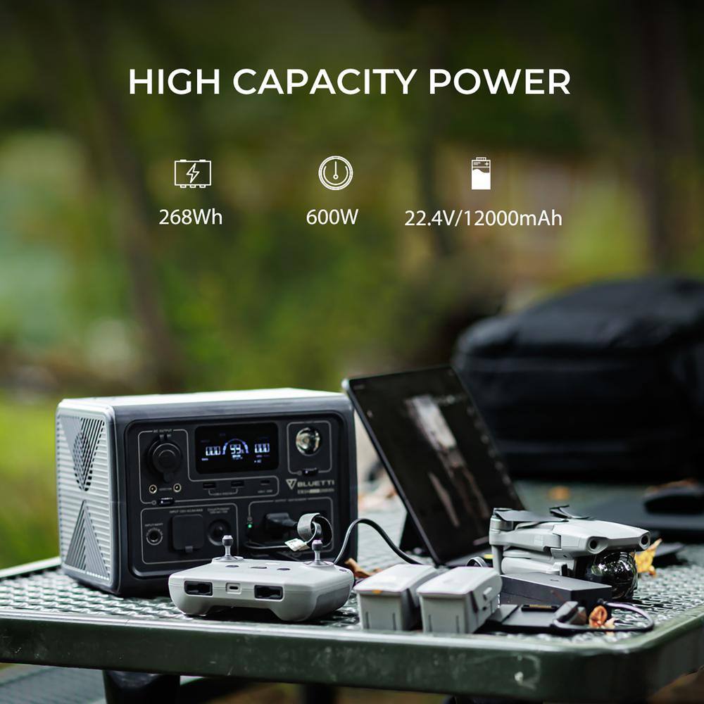 BLUETTI 600W Continuous/1200W Push Button Start LiFePO4 Battery Solar Generator Peak Output Power Station EB3A Gray for Outdoors EB3AGR BLUETTI 600W Continuous/1200W Push Button Start LiFePO4 Battery Solar Generator Peak Output Power Station EB3A Gray for Outdoors EB3AGR