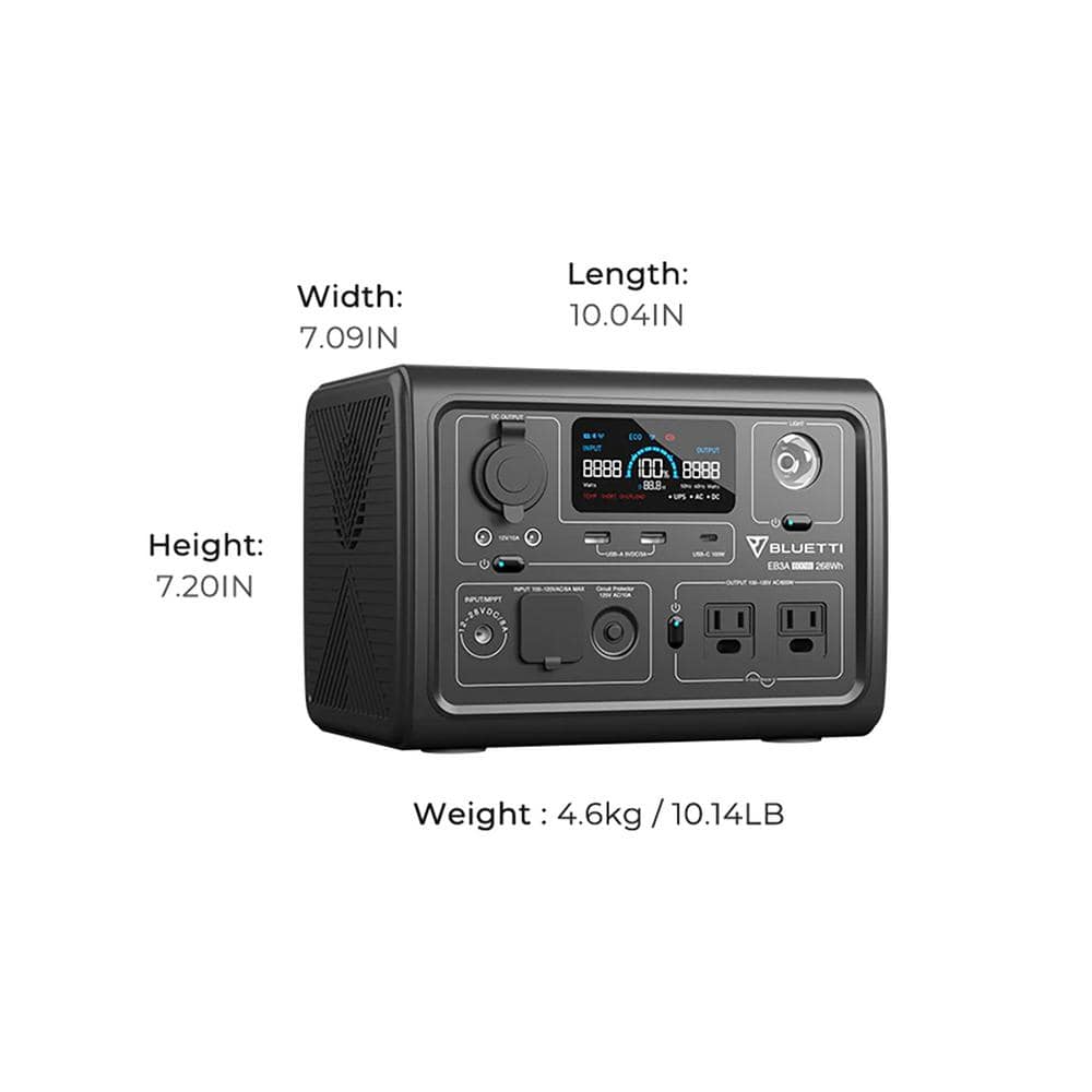 BLUETTI 600W Continuous/1200W Push Button Start LiFePO4 Battery Solar Generator Peak Output Power Station EB3A Gray for Outdoors EB3AGR BLUETTI 600W Continuous/1200W Push Button Start LiFePO4 Battery Solar Generator Peak Output Power Station EB3A Gray for Outdoors EB3AGR