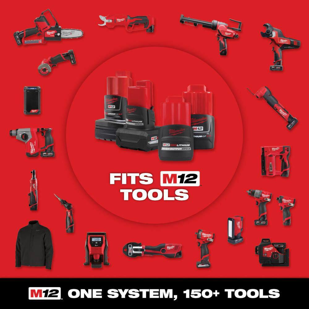 Milwaukee M12 12-Volt Lithium-Ion XC Extended Capacity 3.0 Ah Battery Pack (2-Pack) and M12 XC High Output 5.0 Ah Battery Pack 48-11-2412-48-11-2450