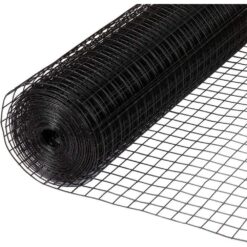 Fencer Wire 4 ft. x 50 ft. 16-Gauge Black PVC Coated Welded Wire Fence with Mesh Size 1/2 in. x 1/2 in. WV16-B4X50MHH