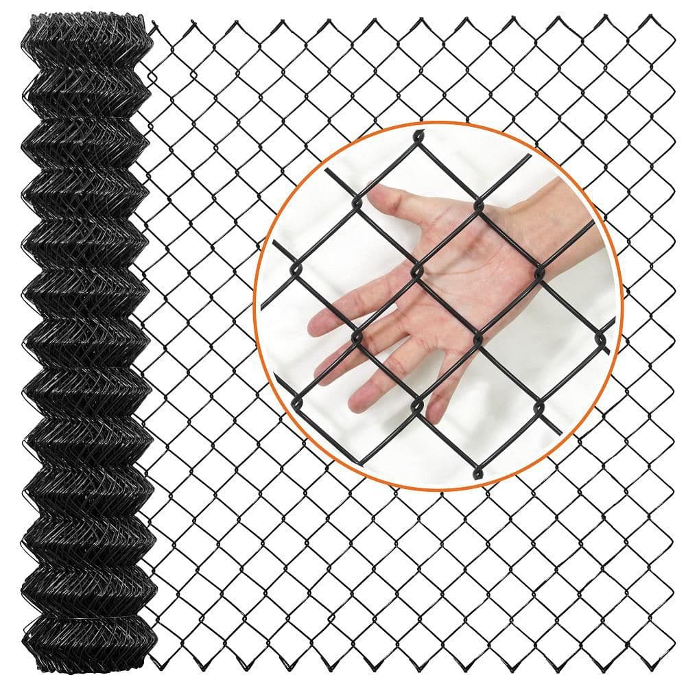 Fencer Wire 5 ft. x 50 ft. Black Vinyl Coated Galvanized Steel 9-Gauge Chain Link Fabric Roll LV9-B5X50M2F38