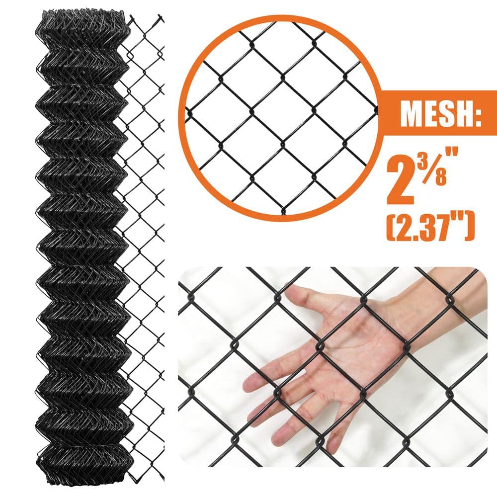 Fencer Wire 5 ft. x 50 ft. Black Vinyl Coated Galvanized Steel 9-Gauge Chain Link Fabric Roll LV9-B5X50M2F38