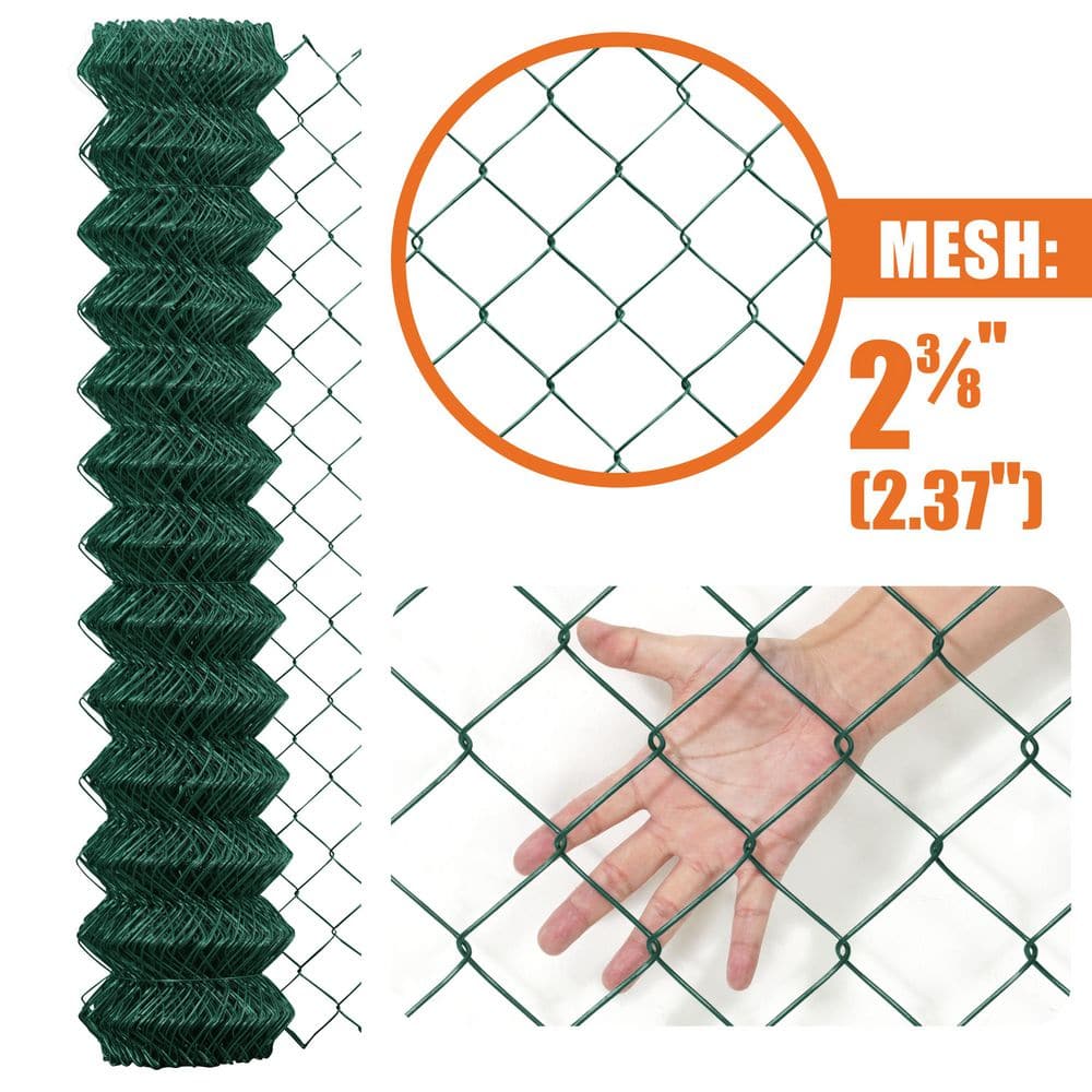 Fencer Wire 6 ft. x 50 ft. Green Vinyl Coated Galvanized Steel 9-Gauge Chain Link Fabric Roll LV9-G6X50M2F38