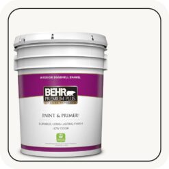 BEHR PREMIUM PLUS 5 gal. Ultra Pure White Eggshell Enamel Low Odor Interior Paint & Primer 205005