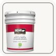 BEHR PREMIUM PLUS 5 gal. Ultra Pure White Hi-Gloss Enamel Interior/Exterior Paint and Primer 815005