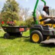 Brinly-Hardy 650lbs. 10cu.ft. Tow-Behind Lawn Mower Trailer Dump Cart w/ Compression-Molded Poly Bed for Lawn Tractors and ZTR Mowers PCT-101BH