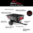 Brinly-Hardy 650lbs. 10cu.ft. Tow-Behind Lawn Mower Trailer Dump Cart w/ Compression-Molded Poly Bed for Lawn Tractors and ZTR Mowers PCT-101BH