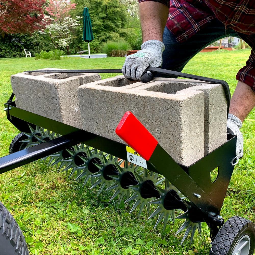 Brinly-Hardy 40 in. Pull-Behind Spike Aerator with Transport Wheels for Lawn Tractors and Zero-Turn Mowers SAT2-40BH-G