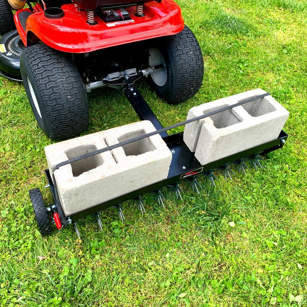 Brinly-Hardy 40 in. Pull-Behind Spike Aerator with Transport Wheels for Lawn Tractors and Zero-Turn Mowers SAT2-40BH-G
