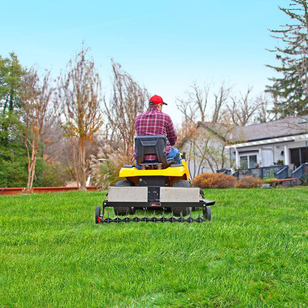 Brinly-Hardy 40 in. Pull-Behind Spike Aerator with Transport Wheels for Lawn Tractors and Zero-Turn Mowers SAT2-40BH-G