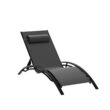 PURPLE LEAF Patio Chaise Lounge Set of 3 Outdoor Lounge Chair Beach Pool Sunbathing Lawn Lounger, Black