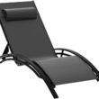 PURPLE LEAF Patio Chaise Lounge Set of 3 Outdoor Lounge Chair Beach Pool Sunbathing Lawn Lounger, Black