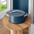 Caraway Nonstick Ceramic Dutch Oven Pot with Lid (6.5 qt, 10.5")- Oven Safe & Compatible with All Stovetops - Navy