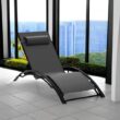 PURPLE LEAF Patio Chaise Lounge Set of 3 Outdoor Lounge Chair Beach Pool Sunbathing Lawn Lounger, Black