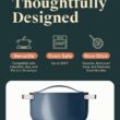 Caraway Nonstick Ceramic Dutch Oven Pot with Lid (6.5 qt, 10.5")- Oven Safe & Compatible with All Stovetops - Navy