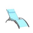 Purple Leaf Patio Chaise Lounge Set of 3 Outdoor Lounge Chair Beach Pool Sunbathing Lawn Lounger Recliner Chiar, Turquoise Blue