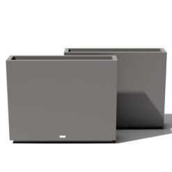 Veradek Block Series Span Plastic Planter - Tall Rectangular Planter for Indoor or Outdoor Patio/Porch, Gray, Medium - 2 Pack