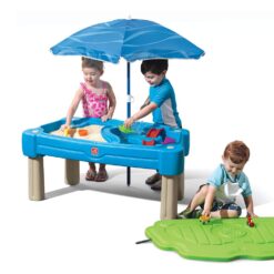 Step2 Cascading Cove Sand and Water Table, Kids Activity Sensory Playset, Comes with Umbrella, Summer Outdoor Toys