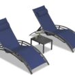PURPLE LEAF Patio Chaise Lounge Set Outdoor Beach Pool Sunbathing Lawn Lounger Recliner, Navy Blue