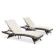 Pamapic Patio Chaise Lounge Set 3 Pieces with Adjustable Backrest and Removable Cushion