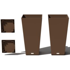 Veradek V-Resin Indoor/Outdoor Taper Planter (Espresso, 30 inch - 2 Pack with 2 Saucer Trays)