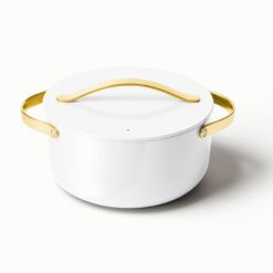 Caraway Nonstick Ceramic Dutch Oven Pot with Lid (6.5 qt, 10.5") - Non Toxic, PTFE & PFOA Free - White