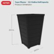 Keter Set of 2 Resin Modern Outdoor 22 Inch Tall Large Flower Pots, Tapered Wood Look Planters, Graphite
