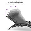 PURPLE LEAF Patio Chaise Lounge Set of 3 Outdoor Lounge Chair Beach Pool Sunbathing Lawn Lounger, Black