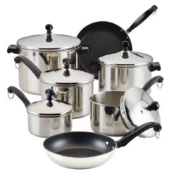 Farberware Classic Stainless Steel Cookware Pots and Pans Set, 15-Piece, 50049, Silver