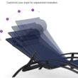 PURPLE LEAF Patio Chaise Lounge Set Outdoor Beach Pool Sunbathing Lawn Lounger Recliner, Navy Blue