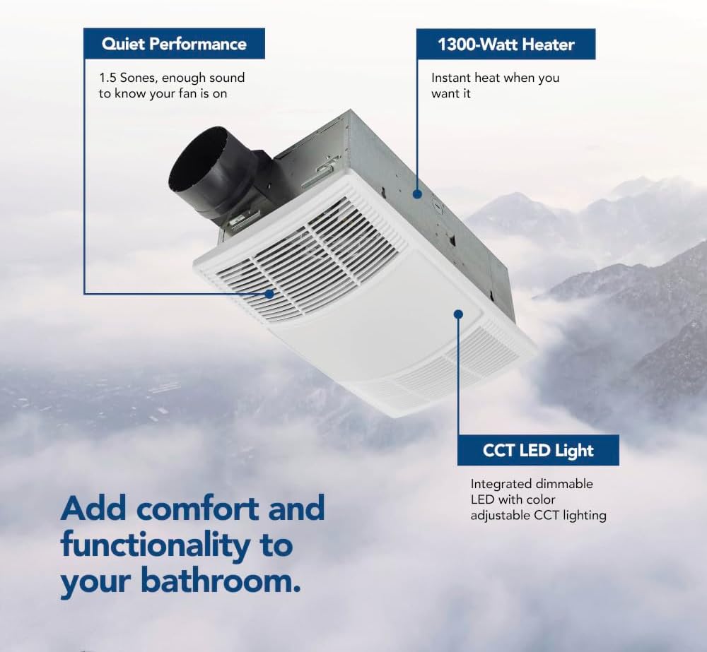 Broan-NuTone BHFLED80 PowerHeat Bathroom Exhaust Fan, Heater, and LED Light Combination, 80 CFM Broan-NuTone BHFLED80 PowerHeat Bathroom Exhaust Fan, Heater, and LED Light Combination, 80 CFM - Image 5