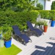 PURPLE LEAF Patio Chaise Lounge Set Outdoor Beach Pool Sunbathing Lawn Lounger Recliner, Navy Blue