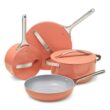 Caraway Nonstick Ceramic Cookware Set (12 Piece) Pots, Pans, Lids and Kitchen Storage - Perracotta