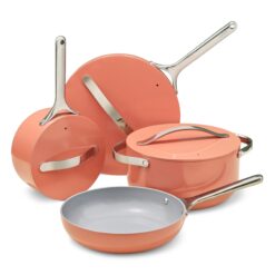 Caraway Nonstick Ceramic Cookware Set (12 Piece) Pots, Pans, Lids and Kitchen Storage - Perracotta