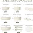 CAROTE Pots and Pans Set Non Stick, 15pcs Cookware Sets, Dishwasher/Oven/Fridge Safe, Kitchen Set, Space Saving Pots Set