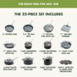 GreenPan Valencia Pro Hard Anodized Healthy Ceramic Nonstick 22 Piece Cookware Pots & Pans Set, Gray