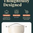 Caraway Dutch Oven Pot with Lid (6.5 qt, 10.5") - Non-Stick Ceramic Coating - Free From Forever Chemicals - Cream